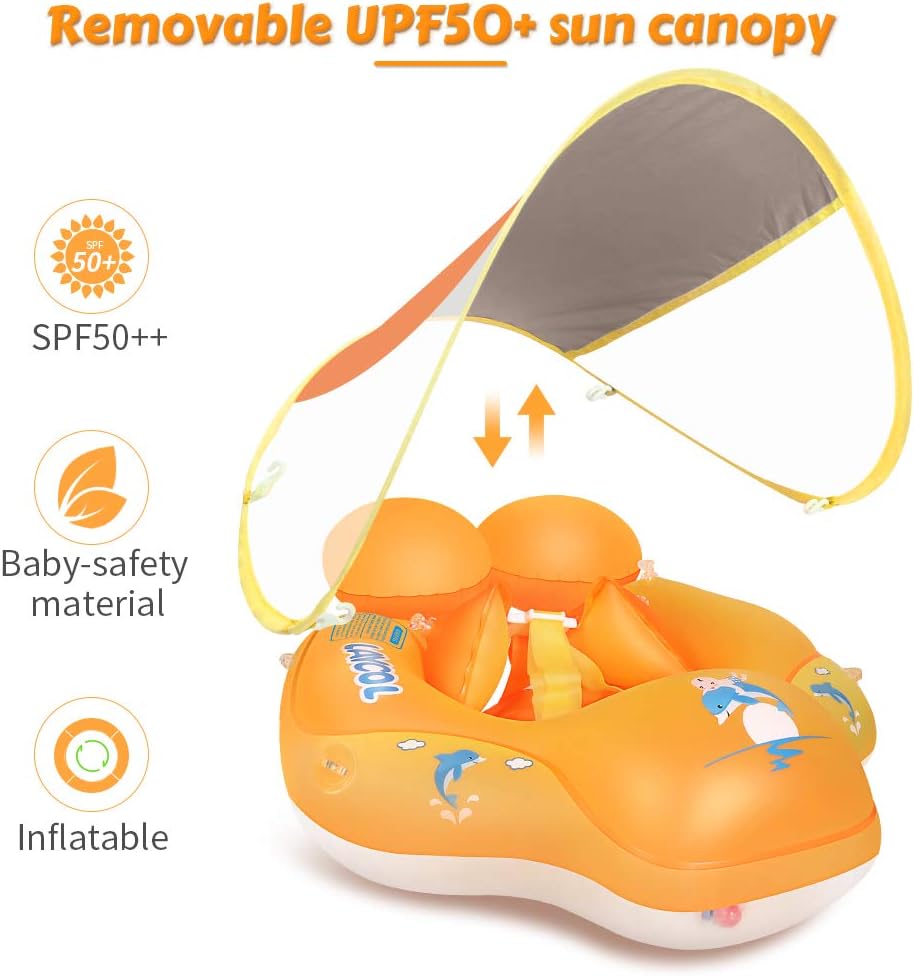 Baby Pool Float with Canopy UPF50+ - Baby Yellow / X-Large - image 2