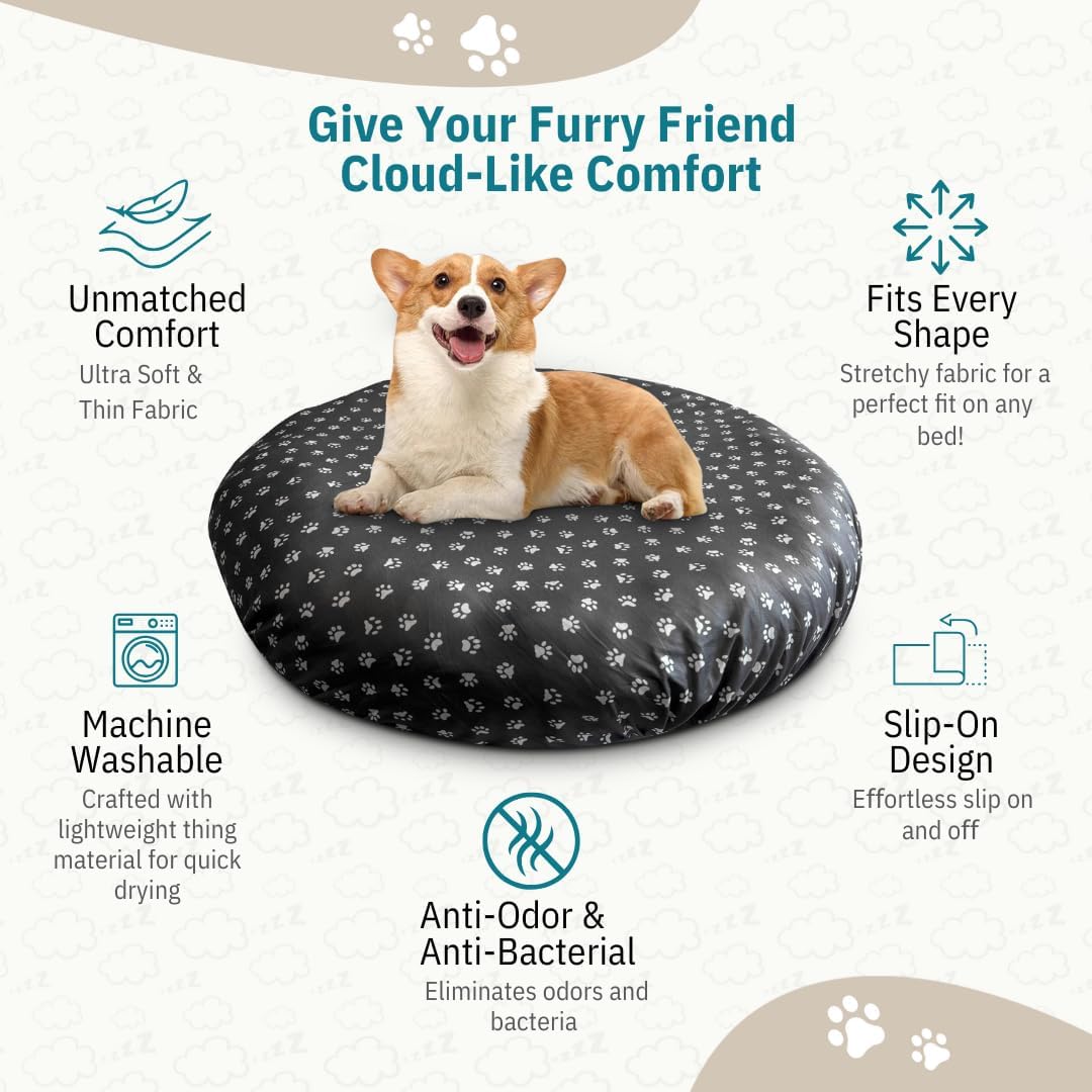 Round Dog Bed Covers Replacement Washable - Paw Chic / Large (Up to 45″) - image 4