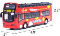 Ailejia red open top double decker sightseeing bus toy with alloy body - view 10