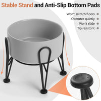 Elevated Dog Bowls, Ceramic Raised Dog Bowl Set with Anti-Slip and Non-Tip Metal Stand, 2 Pack Pet - Gray / 7.6 Cups | 2 Pack | For Large Dogs - image 4