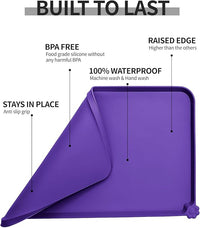 Waterproof Pet Feeding Mat with High Raised Edges, Heavier and Thicker Placemats for Cat Dog Water Bowl with BPA Free, Dogs Cats Food Mats for Messy Drinkers to Prevent Spill and Protect Floors