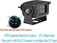 Bus Truck Vehicle Backup Cameras Wide View Angle cab cam Rearview Reverse Waterproof Night Vision 4 PIN Cam for Travel Trailer/Pickup/Van/RV Camper/Motor Home (12V,package not include extension cable)
