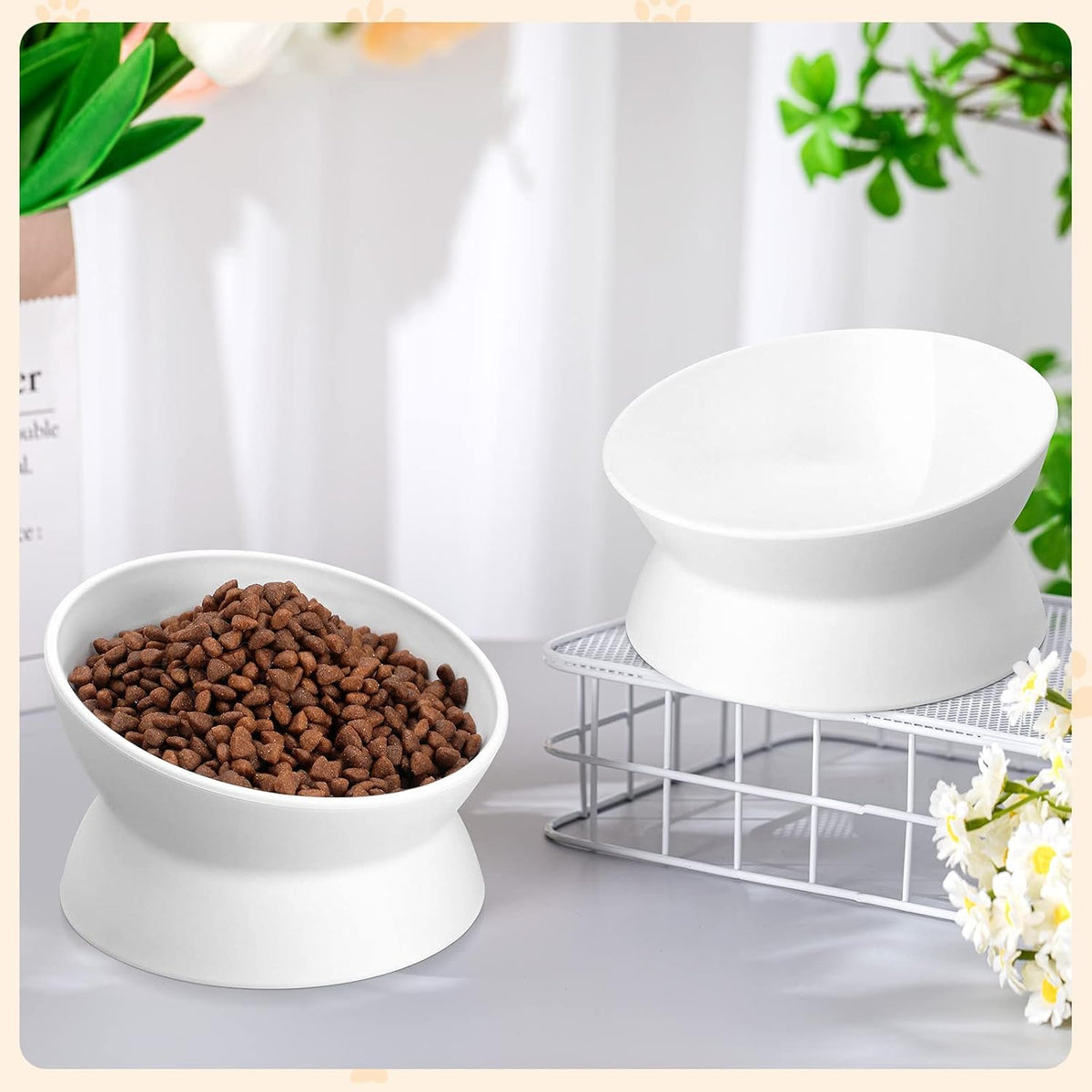 4 Pcs Elevated Cat Food Bowls Plastic Raised Cat Bowls Tilted Pet - image 3