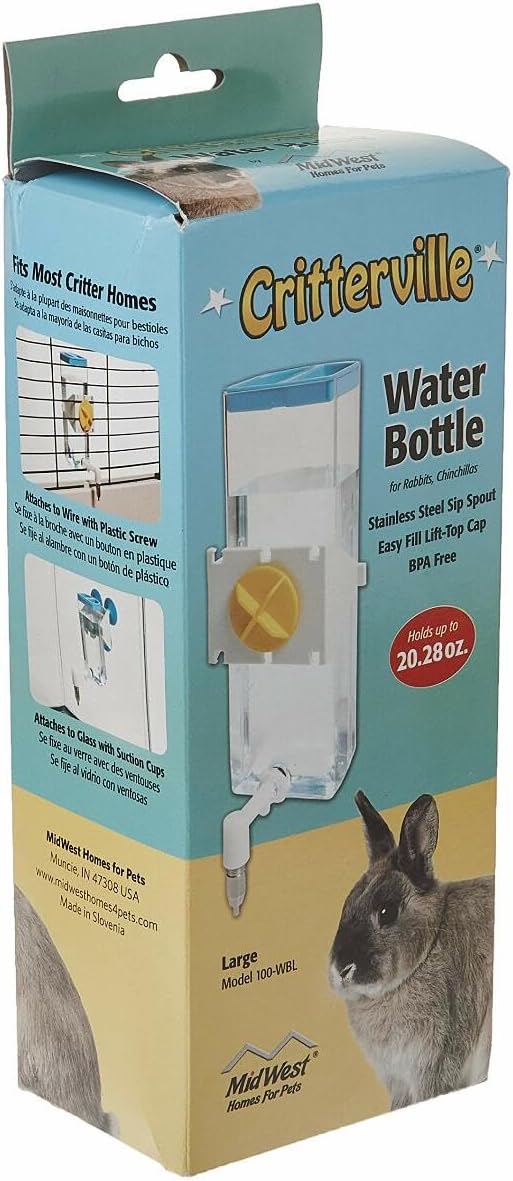 MidWest Homes for Pets Large Animal Water Bottle - Transparent / Yellow / Large Water Bottle | Rabbit 20.28 oz. - image 3