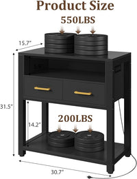 20-29 Gallon Aquarium Stand with Stable Metal Frame & Power Outlet, Heavy-Duty Fish Tank Stand with Waterproof Mat, 550LBS Capacity Storage Cabinet, Black