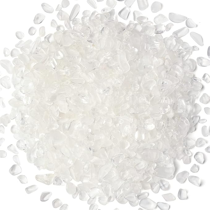 1lb Clear Quartz Aquarium Gravel Rocks Natural Tumbled Healing Crystal Chips Bulk Gemstones Crushed Stones for Fountain Vase Filler Planters Decorative Fish Tank Potted Reiki Energy Balancing
