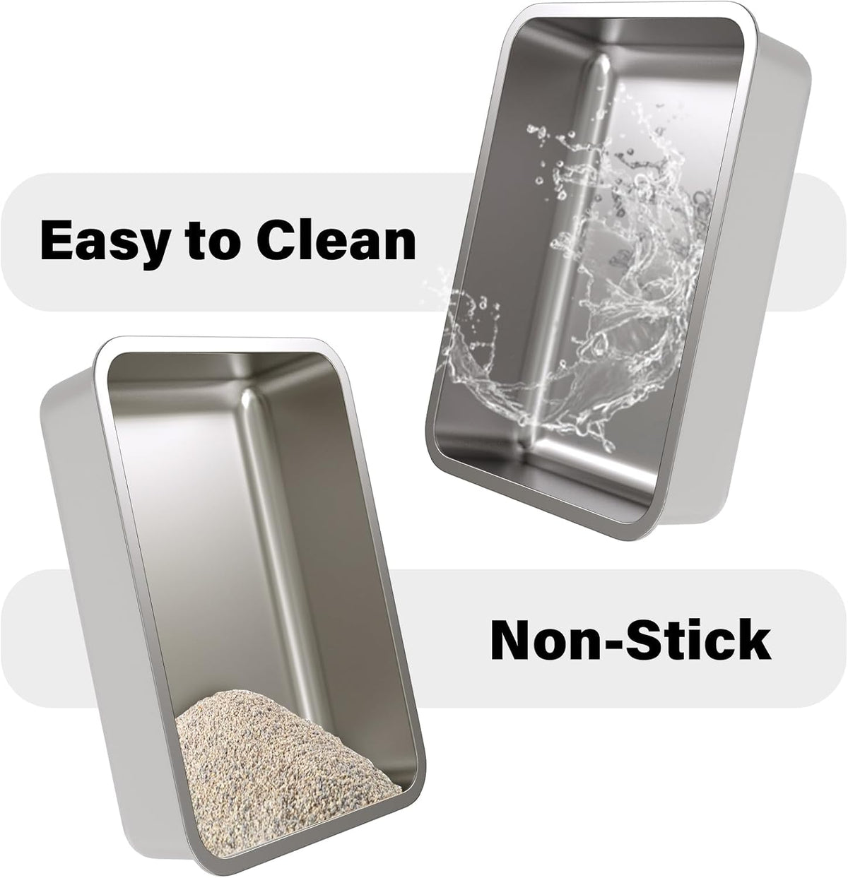 Stainless Steel Litter Box, Metal Cat Litter Box for Kitten - 1 Pack-Extra Large: 23.6x15.7x6 inch - image 4