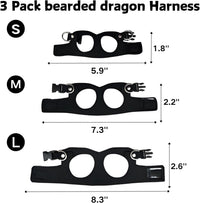 3 Pack Bearded Dragon Harness and Leash Set - Black - image 2