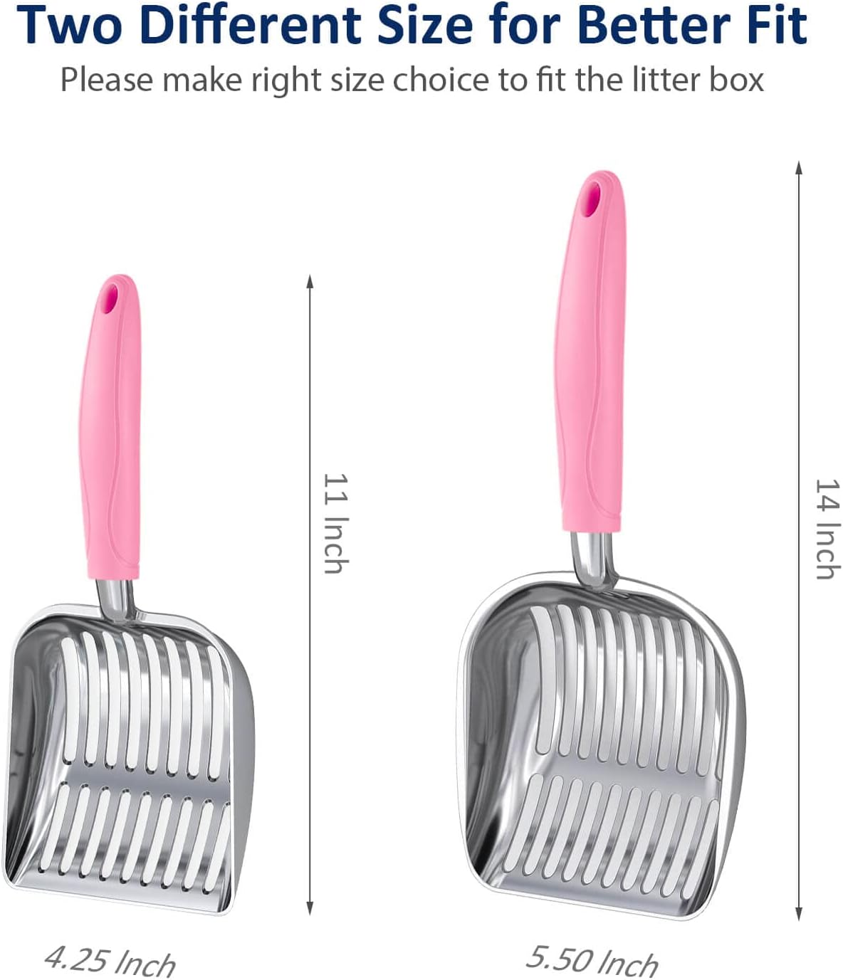 Cat Litter Scoop, Aluminum Alloy Sifter, Kitty Metal Scooper - Small / POLISHED Aluminum \ #10 Pink Handle - image 2