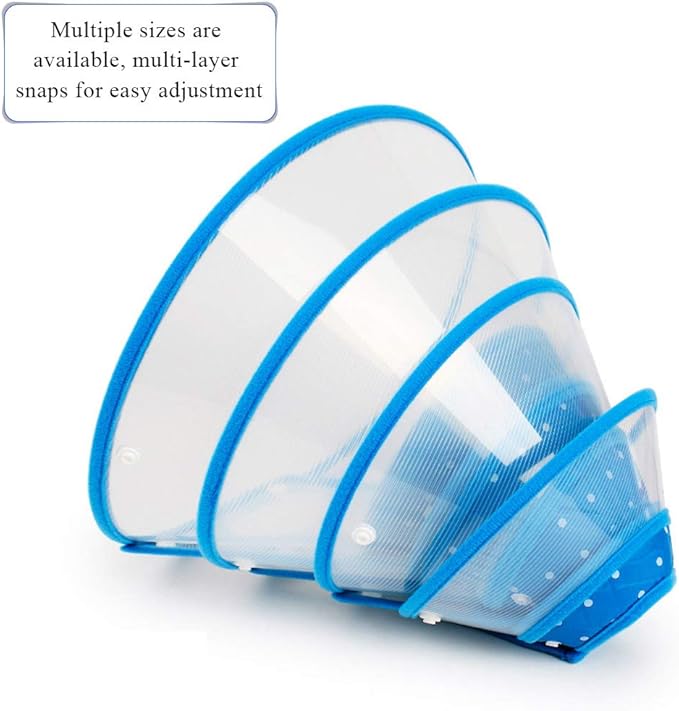 Pet Cone Recovery Dog Cone Adjustable Dog Collar Clear Padded Collar with Breathable Soft Edge, Plastic Puppy Cone Protect The Neck Surgery Recovery, Designed for Cats and Puppies (Medium, Blue)
