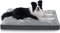 Large Plush Dog Bed for Crate with Washable Cover, 35x22 - 35.0"L x 22.0"W x 3.0"Th / Grey