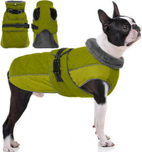 QBLEEV Warm Dog Jacket, Waterproof Dog Winter Coat with Harness – Essentials for Dogs - Autumn-Fragrance / Large