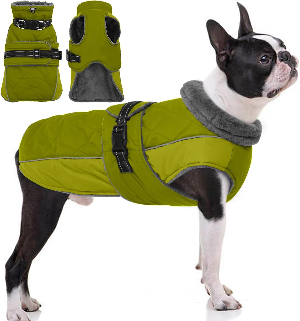 QBLEEV Warm Dog Jacket, Waterproof Dog Winter Coat with Harness – Essentials for Dogs - Autumn-Fragrance / Large