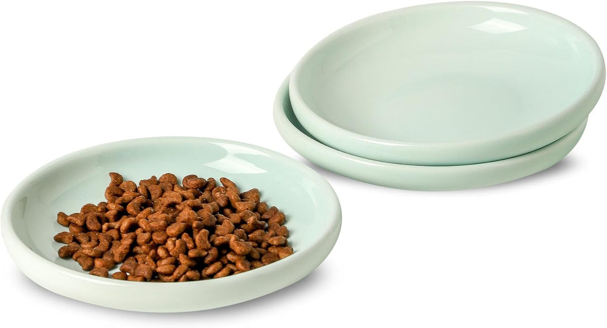 3 PCS Ceramic Cat Bowls, Small Dog Dish - blue