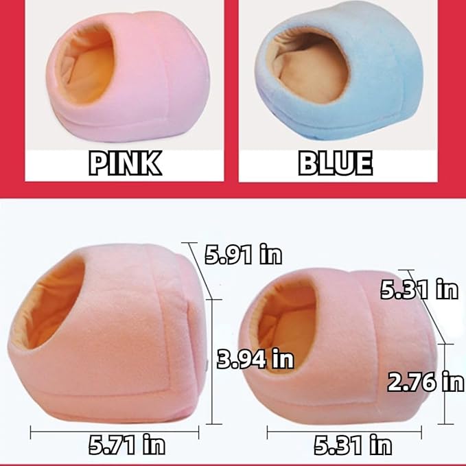 Rat Hamster House Bed Winter Warm Small Pet Squirrel Hedgehog Chinchilla Rabbit Guinea Pig Bed House Cage Nest Hamster Accessories (Blue,Small)