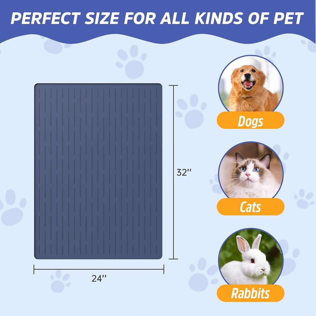 Large Dog Mats for Food and Water - Blue / 32"L x 24"W - image 2