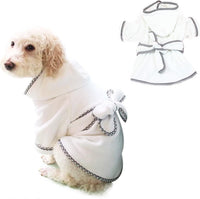Dog Bathrobe, Microfiber Fast Drying Absorbent Hooded Bath Towel White for Puppy Small Medium Large - S:10-18LB (1st Generation) / White