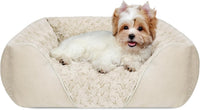 Rectangle Washable Orthopedic Dog Bed for Small - S(20"x 19"x 6") / Cream