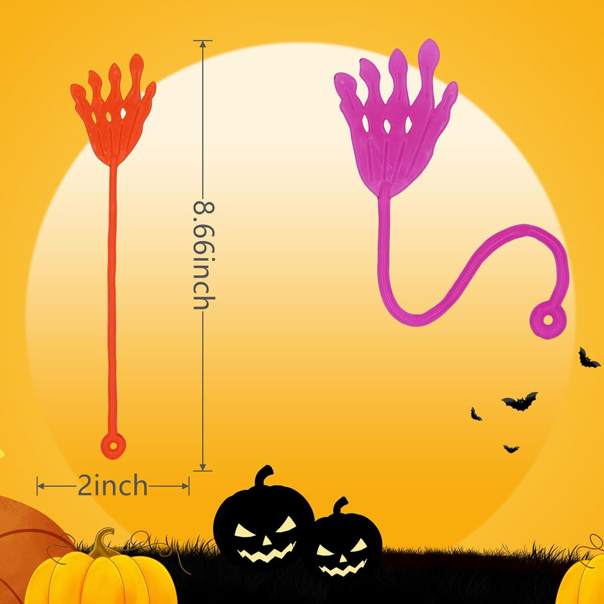 36 Pack Halloween Sticky Hands Toys Spider Web Cat Bat Pumpkin Candy - Halloween Sticky Hand B24 - image 3
