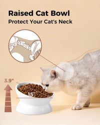 Elevated Cat Food Bowl, 5 Oz Ceramic Raised and Tilted Water Bowl, Anti Vomiting and Protect Pets' - White / 5 OZ - 3 Pack - image 3