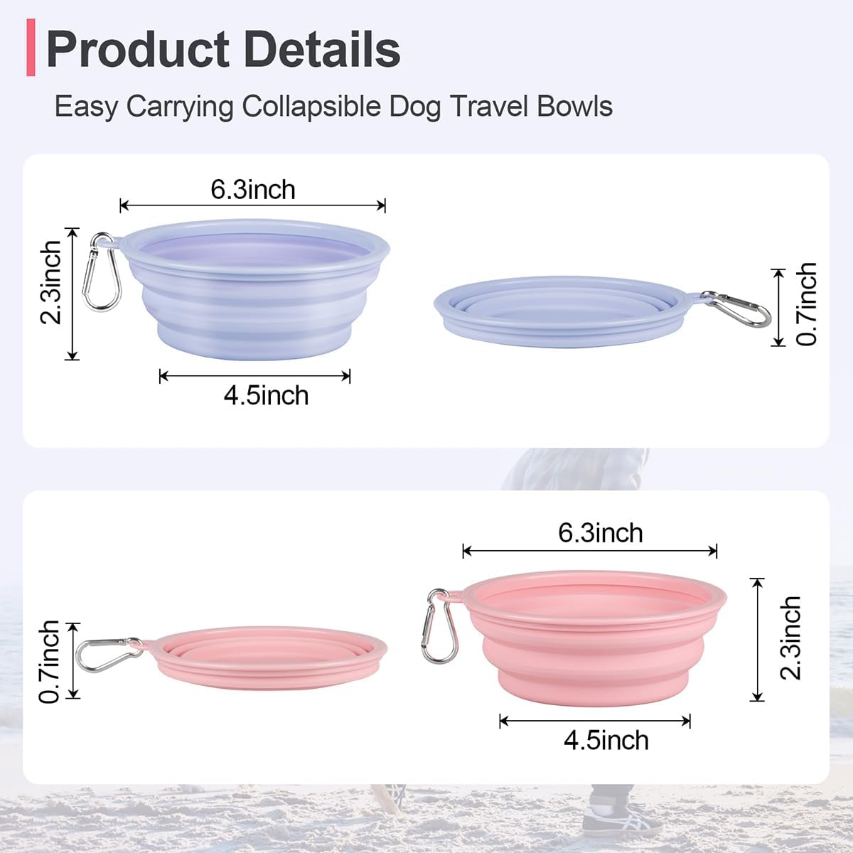 Kytely Collapsible Dog Bowls Medium - Lavender & Pink / Medium - image 4