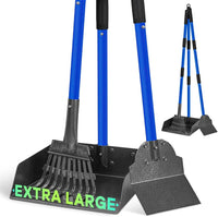Metal Pooper Scooper for Dogs Heavy Duty Long Handle Rake - 2.Blue with black