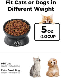 Elevated Cat Food Bowl, 5 Oz Ceramic Raised and Tilted Water Bowl, Anti Vomiting and Protect Pets' - Black Pattern / 5 OZ - 1 Pack - image 2