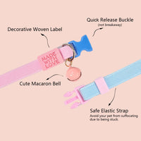 Cotton Bowtie Cat Collar with Bell 2 Pack Adjustable Breakaway Kitten - Elastic Pink+Blue / 7.5-11.4 Inch (Pack of 2) - image 2