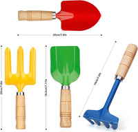 Anzmtosn kids garden tool set with rake, spade, hoe and leaf rake in a mesh bag - view 5