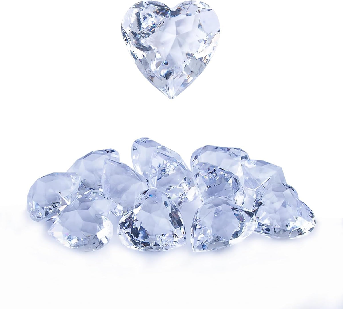 Niceup acrylic heart gems, 30 chunky 3D heart-shaped diamond gemstones for kids - view 10