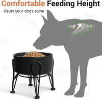 Elevated Dog Bowls, Ceramic Raised Dog Bowl Set with Anti-Slip and Non-Tip Metal Stand, 2 Pack Pet - Black / 3.6 Cups | 2 Pack | For Medium Dogs - image 2
