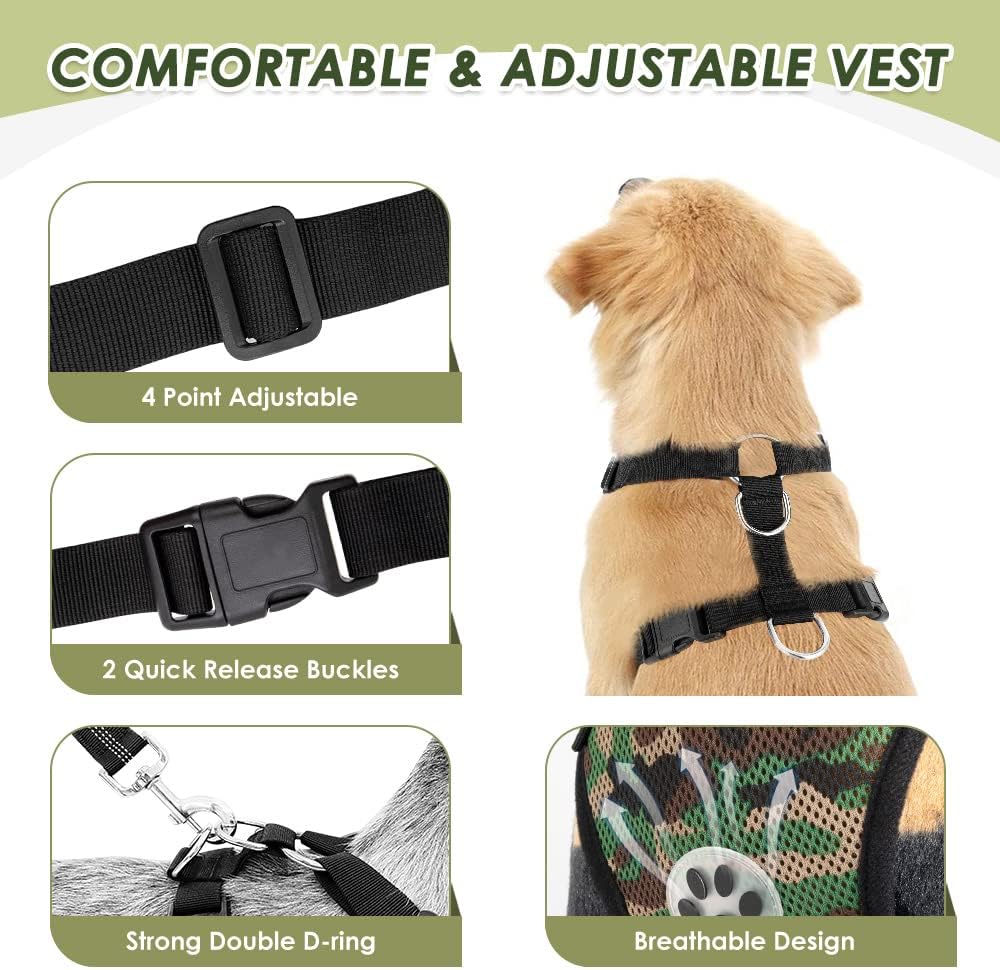 SlowTon Dog Seat Belt and Harness for Car, B M - Camo / XX-Small - image 3