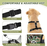 Lukovee Dog Seat Belt for Car, Adjustable Dog Car Harness for Large Medium Small Dogs, Soft Padded & Breathable Mesh Dog Seatbelt with Car Strap and Carabiner(Lime Green Double Clip,Large)