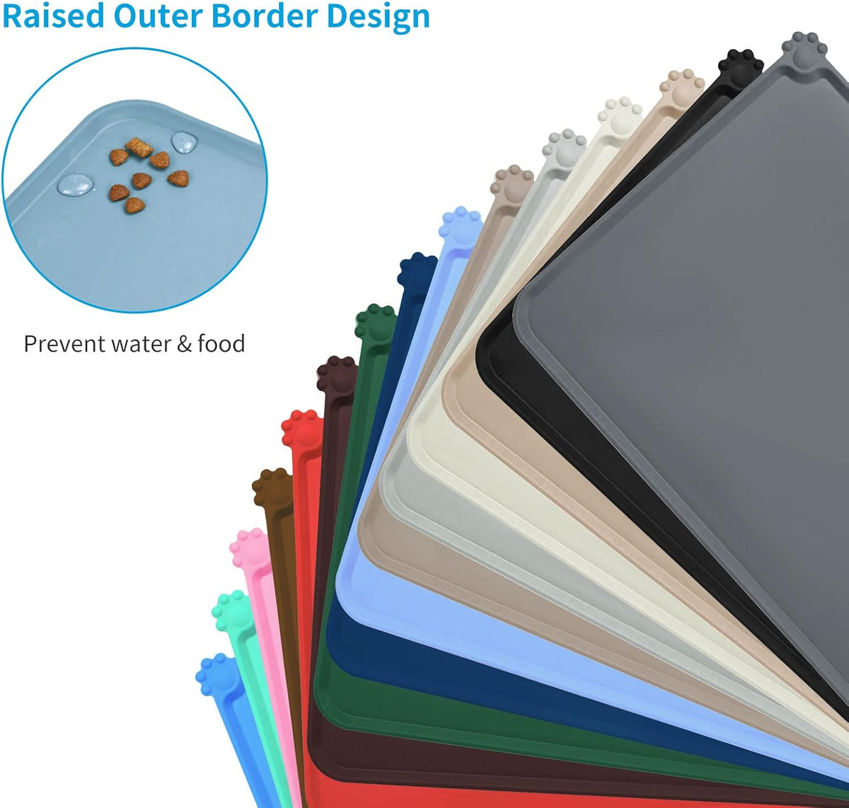 AUDWUD Waterproof Silicone Pet Feeding Mats - Slate / 24"L x 16"W - image 3