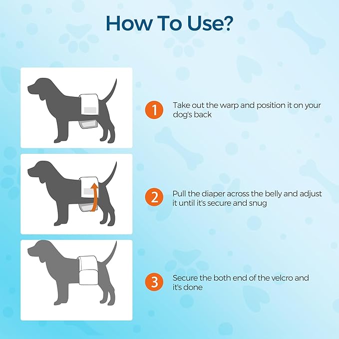 Male Dog Wrap, Disposable Dog Diapers, 40 Count, L (Waist 23.6”-31.5”), Wetness Indicator, Ultra Protection, Leak Proof, Super Absorbent, Soft