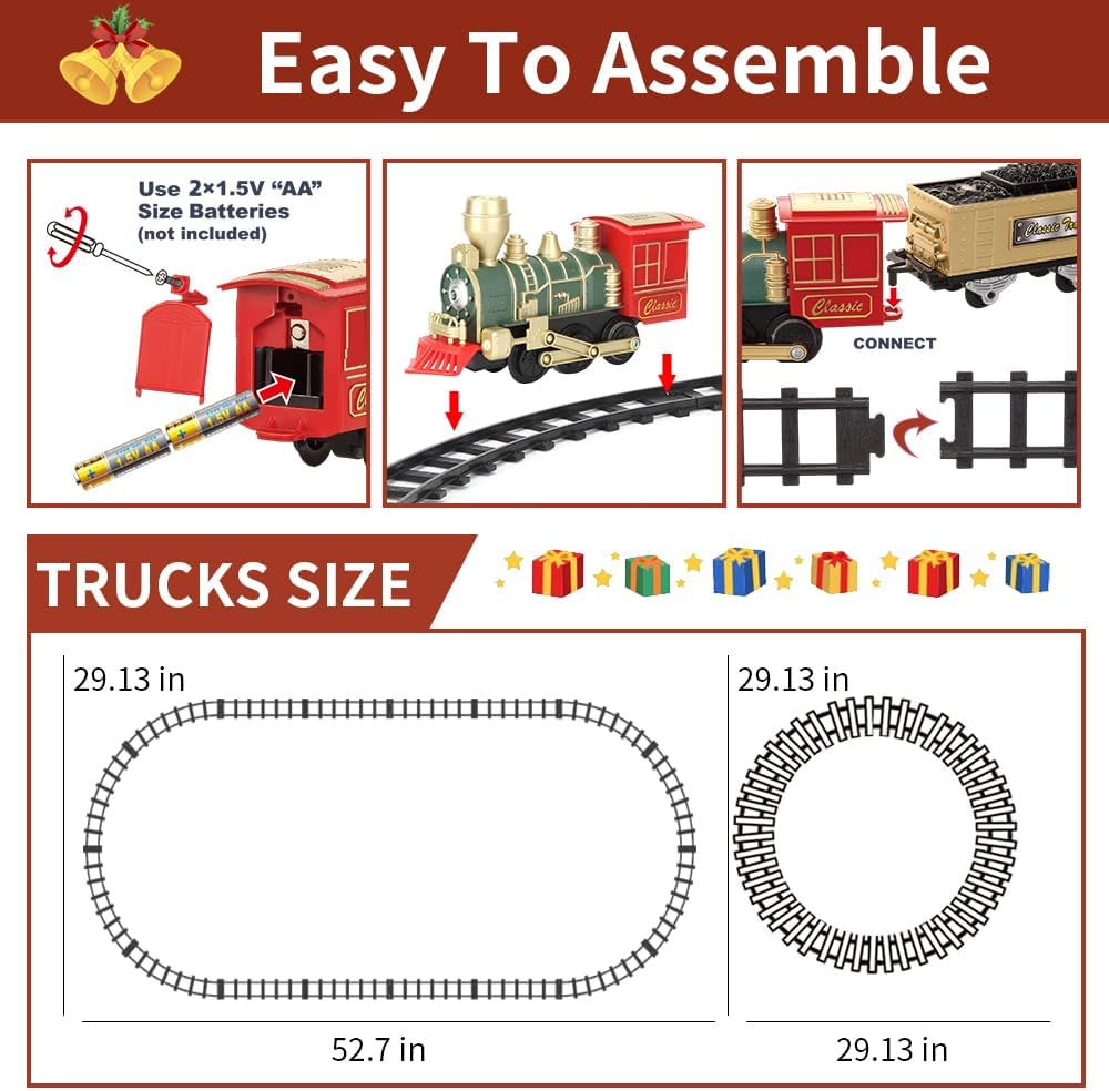 Electric Train Set for Kids Ages 4-8 - Gold Red Green - image 3