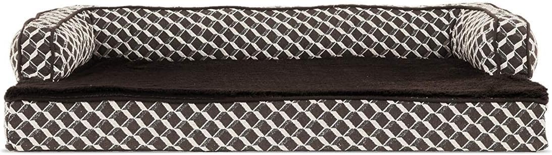 Furhaven Orthopedic Dog Bed for Large Dogs w/ Removable Bolsters - Diamond Brown (Plush & Woven Décor) / Medium - image 2
