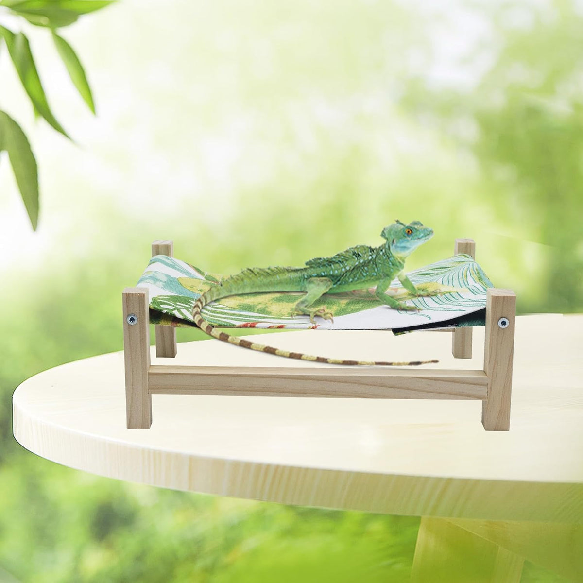 Bearded Dragon Bed, Wooden Reptile Sleeping Hammock - Small / Green 2 - image 4