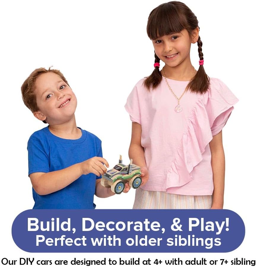 Little Jupiter DIY Wooden Kits w/Stickers, Kids Building Kit - Monster Truck #1 & #2 - image 2