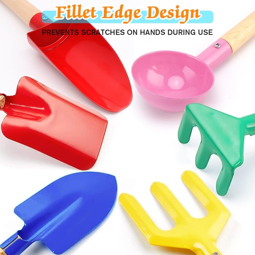 Katroiy 6 piece kids gardening tools with metal heads and wooden handles - view 5