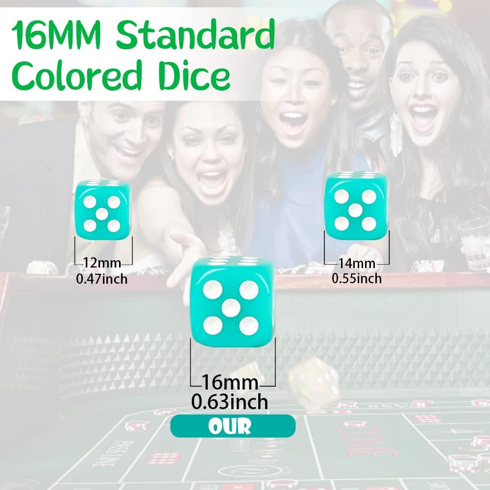 100 Pieces 16MM Dice Set, 6 Sided Colored Dices with Portable Plastic Box – Fun for Kids & Family - image 2