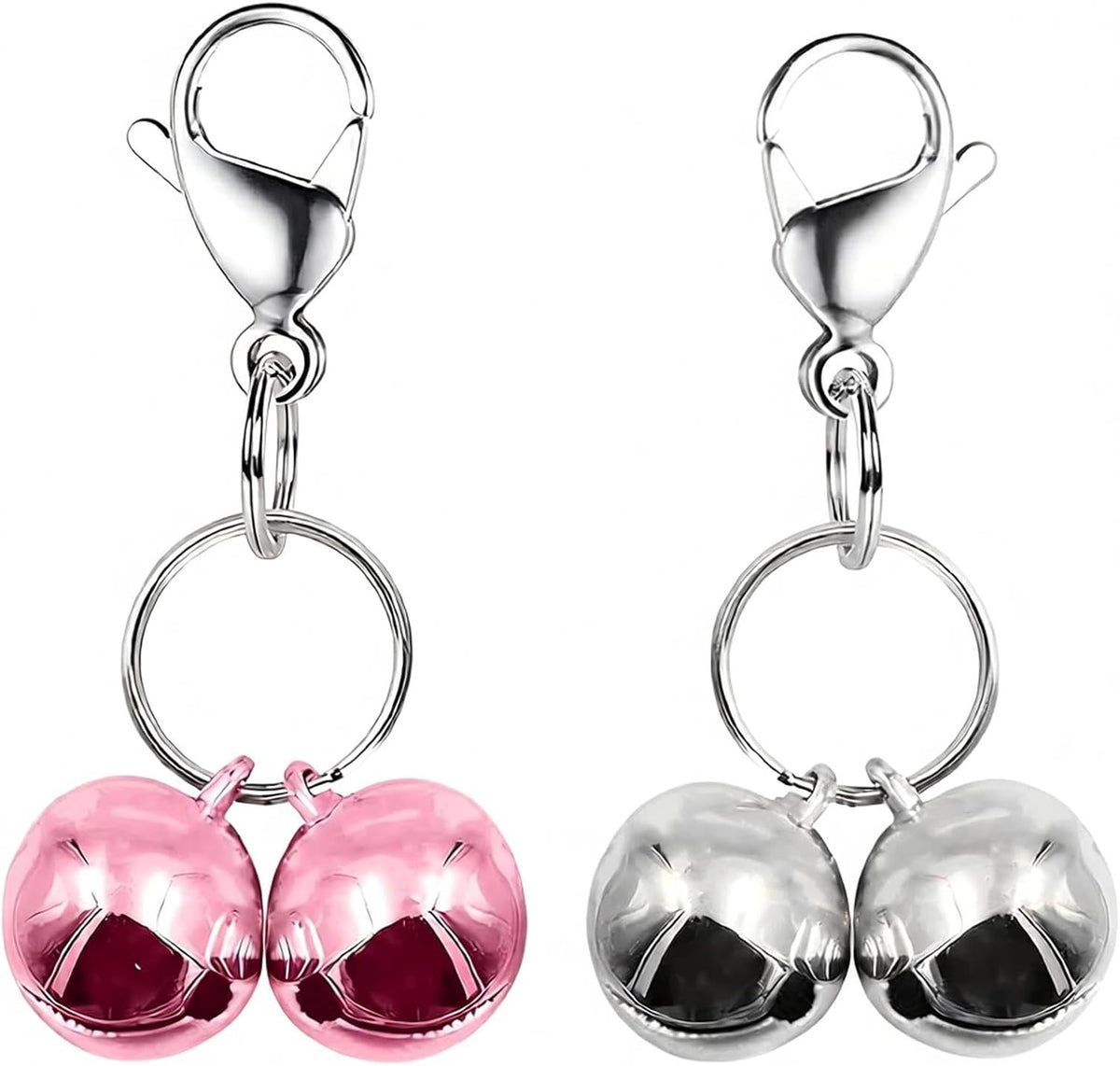 4 Sets Cat Bell for Dog Collar Charm Training Pet Pendant Accessories - Small / Silver+Pink