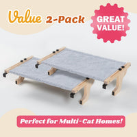 Zakkart 2-PC Easy Seat Cat Perch for Windowsill – Essentials for Cats - Natural Color Wood w/ Gray Bed / Medium 2PC - image 2