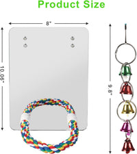 7" Bird Mirror with Rope Perch Bird Toys Swing - 10.6 inch - image 2