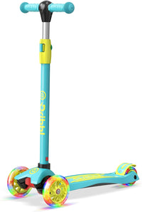 Dribbl 3-Wheel Kids Scooter, Lean-to-Steer Technology - Aqua & Yellow
