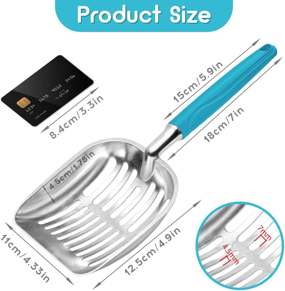 Showvigor Cat Litter Scoop, Metal Cat Scooper - Azure - image 2