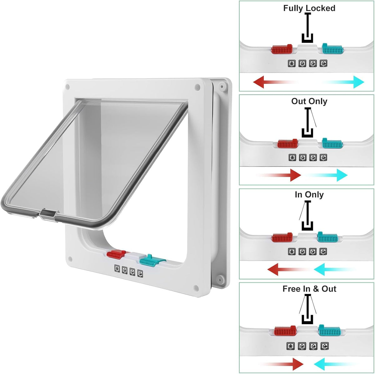 Cat Door for Interior/Exterior Doors and Walls – Essentials for Cats - White / Medium - image 4