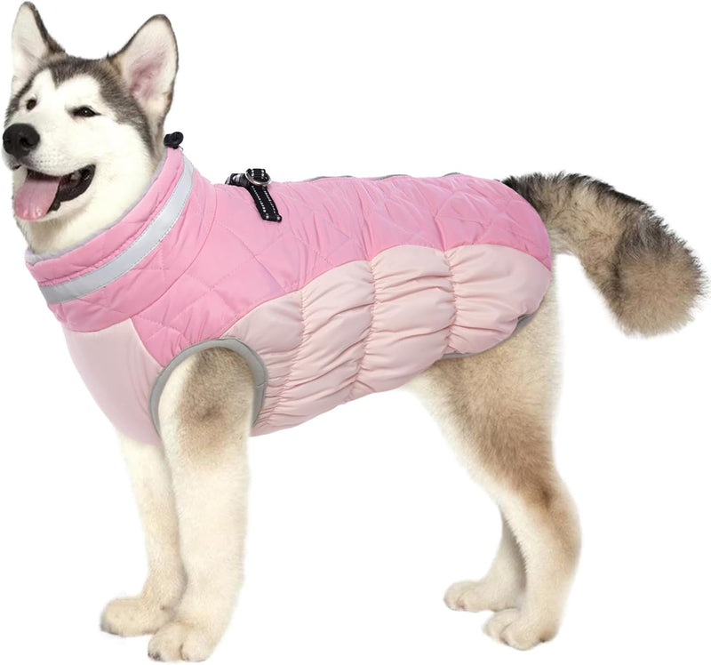 Dog Coat Warm Dog Winter Coat Waterproof Dogs Jacket with Harness – Essentials for Dogs - XXX-Large / Pink