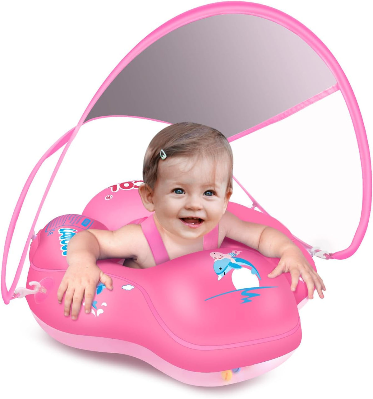 Baby Pool Float with Canopy UPF50+ - Small / PINK