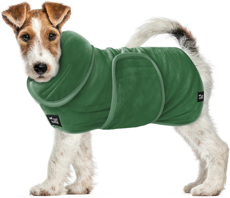 Tuff Pupper Fast Drying Dog Bath Robe - Green / X-Small